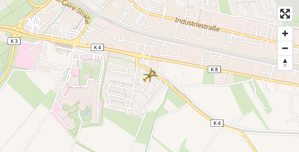 Flugroute Rettungshubschrauber Ludwigshafen Accident Hospital - Ludwigshafen Accident Hospital, 08 April 2026, 13:03