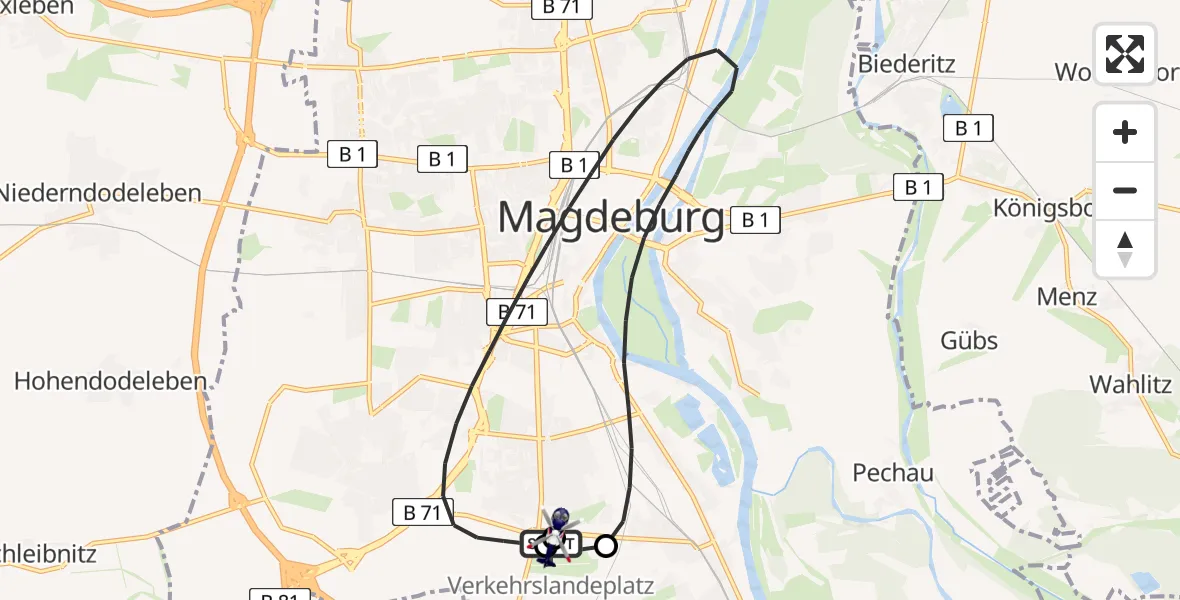 Flugroute Polizeihubschrauber Magdeburg City Flugplatz - Magdeburg, 08 April 2026, 13:11