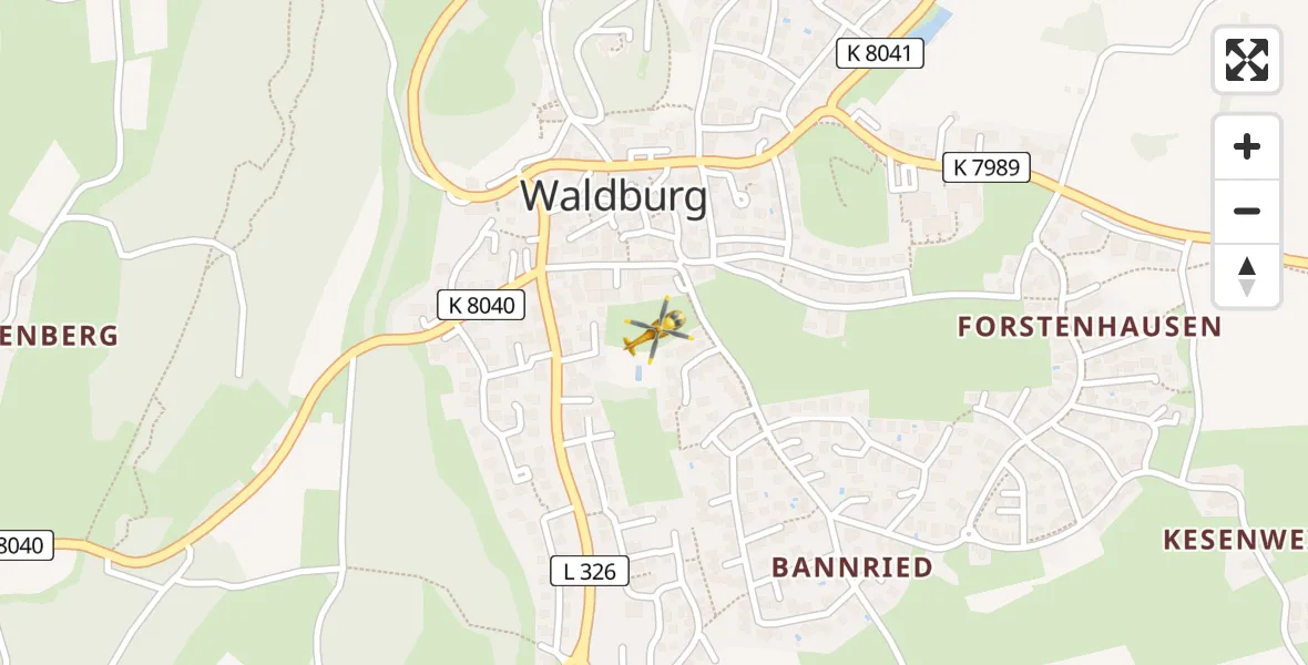 Flugroute Rettungshubschrauber Waldburg - Waldburg, 08 April 2026, 13:16