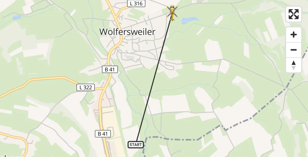 Flugroute Rettungshubschrauber Nohfelden - Nohfelden, 08 April 2026, 13:18