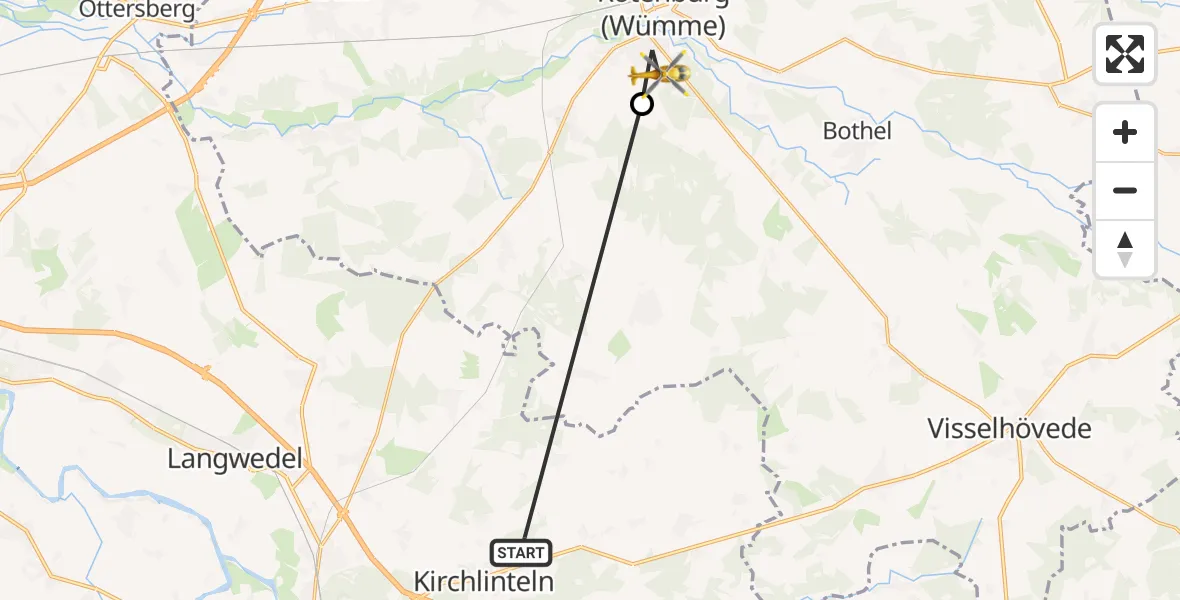 Flugroute Rettungshubschrauber Kirchlinteln - Rotenburg (Wümme), 08 April 2026, 14:11