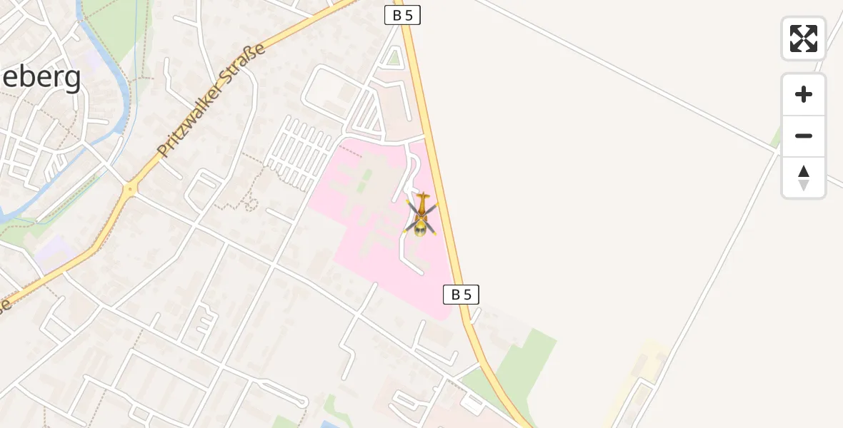 Flugroute Rettungshubschrauber Perleberg - Perleberg, 08 April 2026, 14:25