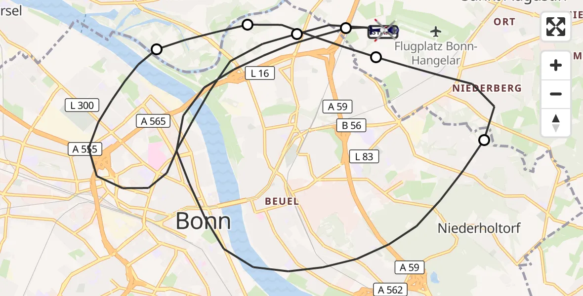 Flugroute Polizeihubschrauber Sankt Augustin - Sankt Augustin, 08 April 2026, 14:30
