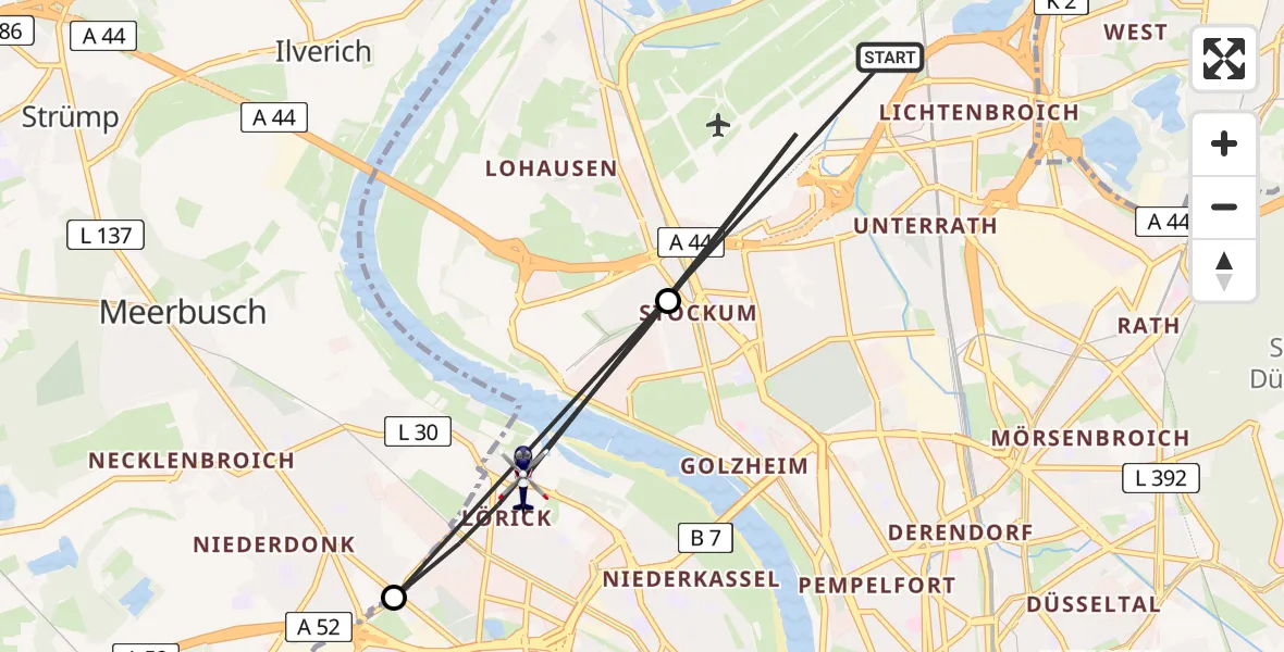 Flugroute Polizeihubschrauber Düsseldorf Flughafen - Düsseldorf, 08 April 2026, 14:38