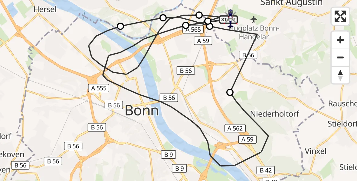 Flugroute Polizeihubschrauber Sankt Augustin - Sankt Augustin, 08 April 2026, 14:45