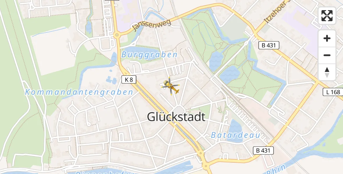 Flugroute Rettungshubschrauber Glückstadt - Glückstadt, 08 April 2026, 15:24