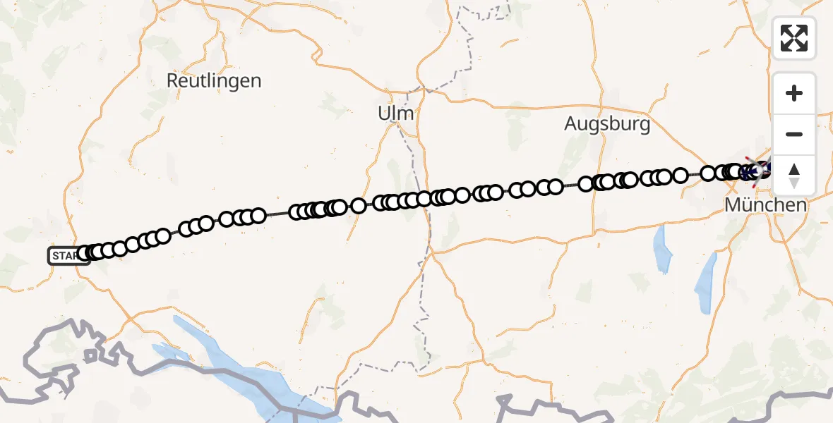 Flugroute Polizeihubschrauber Bad Dürrheim - Schleissheim Flugplatz, 08 April 2026, 15:40