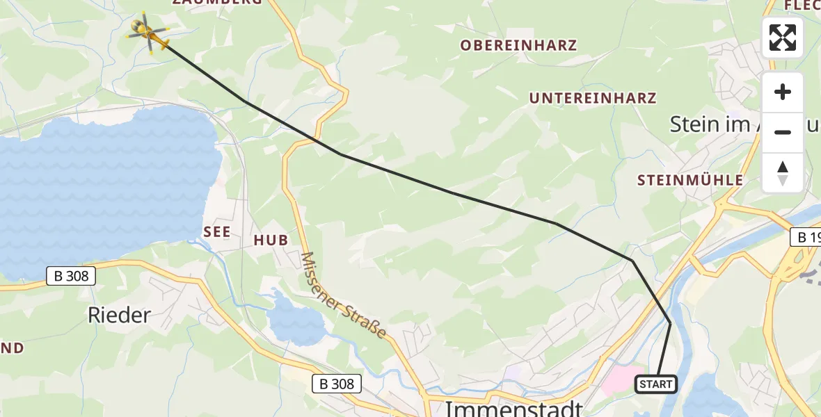 Flugroute Rettungshubschrauber Immenstadt i.Allgäu - Immenstadt i.Allgäu, 08 April 2026, 15:49
