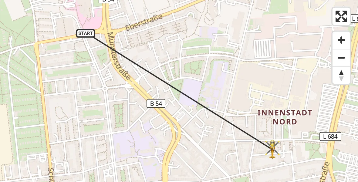 Flugroute Rettungshubschrauber Dortmund Hospital North - Dortmund, 08 April 2026, 16:22