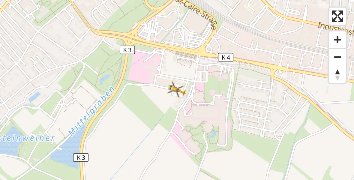 Flugroute Rettungshubschrauber Ludwigshafen Accident Hospital - Ludwigshafen Accident Hospital, 08 April 2026, 16:58