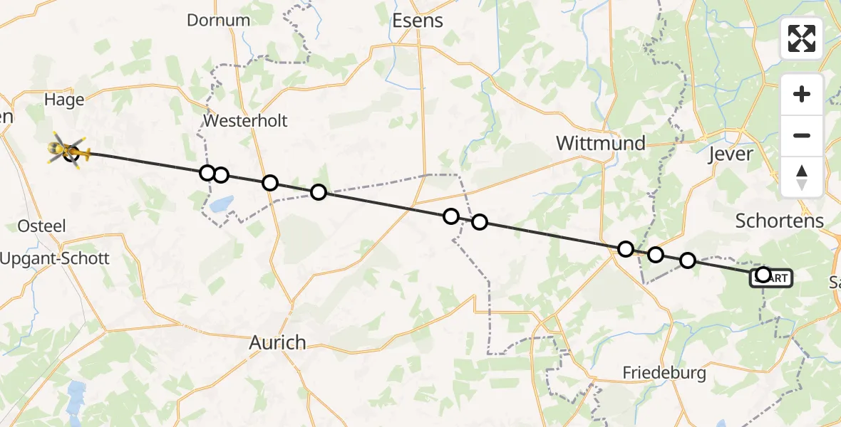 Flugroute Rettungshubschrauber Sande - Halbemond, 08 April 2026, 17:03