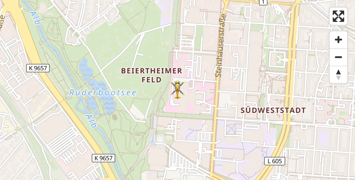 Flugroute Rettungshubschrauber Sankt Vincentius Hospital - Sankt Vincentius Hospital, 08 April 2026, 17:04