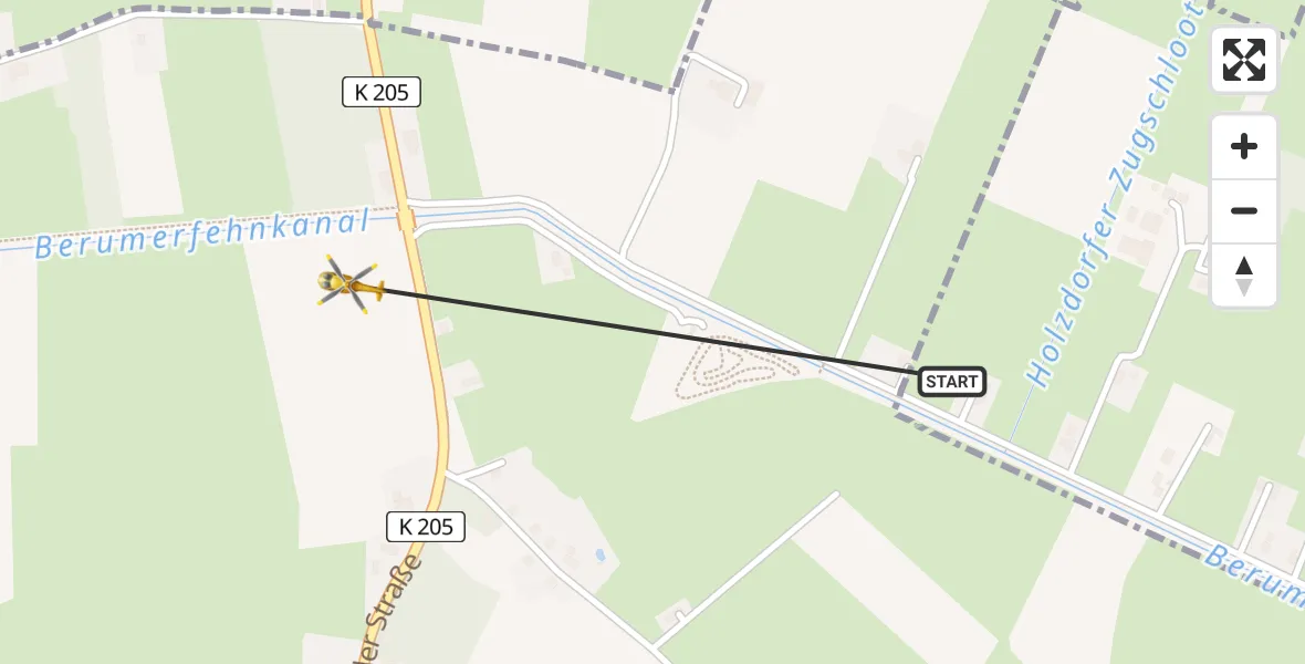 Flugroute Rettungshubschrauber Großheide - Halbemond, 08 April 2026, 17:14