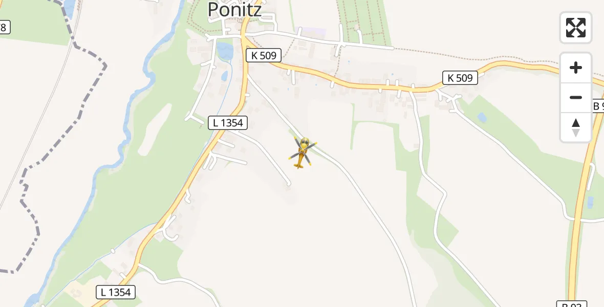 Flugroute Rettungshubschrauber Ponitz - Ponitz, 08 April 2026, 17:31