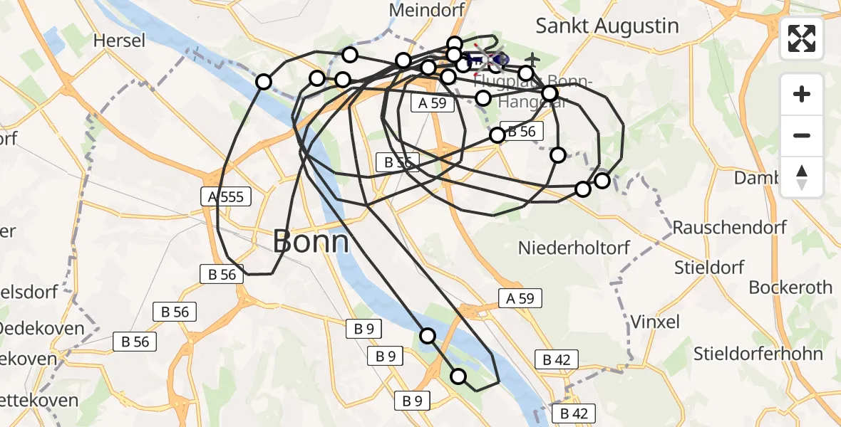 Flugroute Polizeihubschrauber Sankt Augustin - Sankt Augustin, 08 April 2026, 17:40