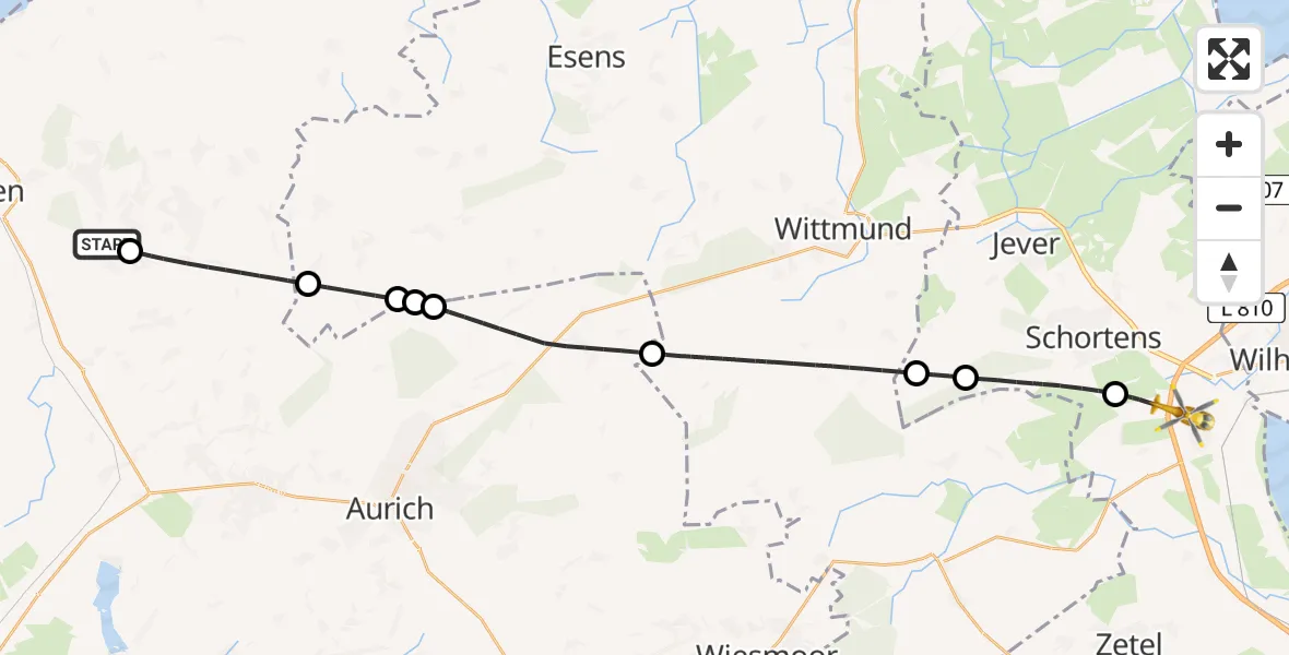 Flugroute Rettungshubschrauber Halbemond - Sande, 08 April 2026, 17:50