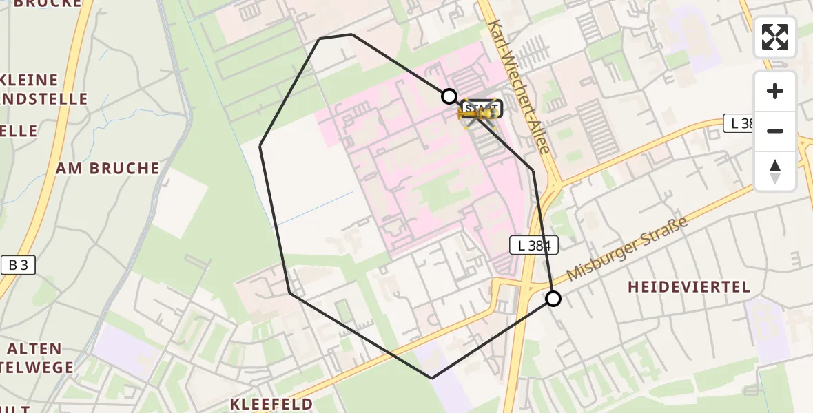 Flugroute Rettungshubschrauber Hannover Luftrettung Hubschrauberlandeplatz (Christoph 4) - Hannover Luftrettung Hubschrauberlandeplatz (Christoph 4), 08 April 2026, 17:52