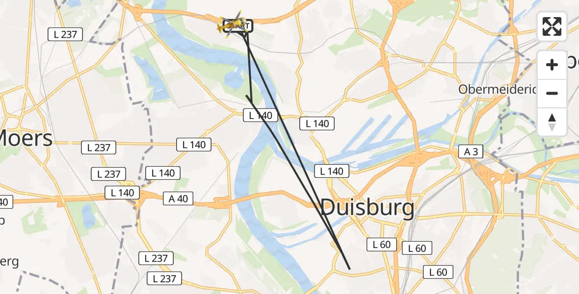 Flugroute Rettungshubschrauber Duisburg - Duisburg, 08 April 2026, 17:55