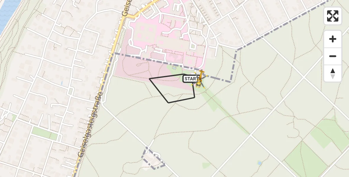 Flugroute Rettungshubschrauber ADAC Air Rescue Center Hubschrauberlandeplatz (Christoph 1) - ADAC Air Rescue Center Hubschrauberlandeplatz (Christoph 1), 08 April 2026, 18:01