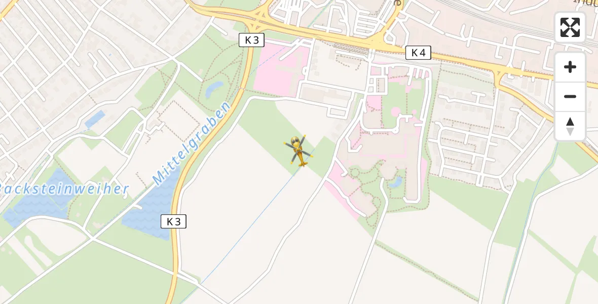 Flugroute Rettungshubschrauber Ludwigshafen Accident Hospital - Ludwigshafen Accident Hospital, 08 April 2026, 18:24