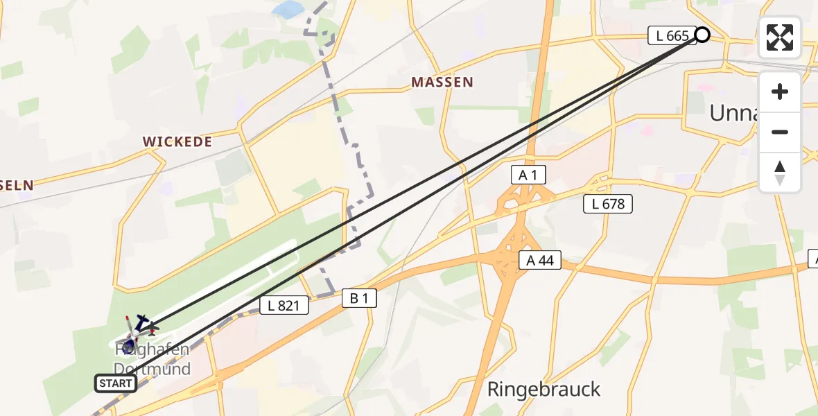 Flugroute Polizeihubschrauber Dortmund Flughafen - Dortmund Flughafen, 08 April 2026, 18:44