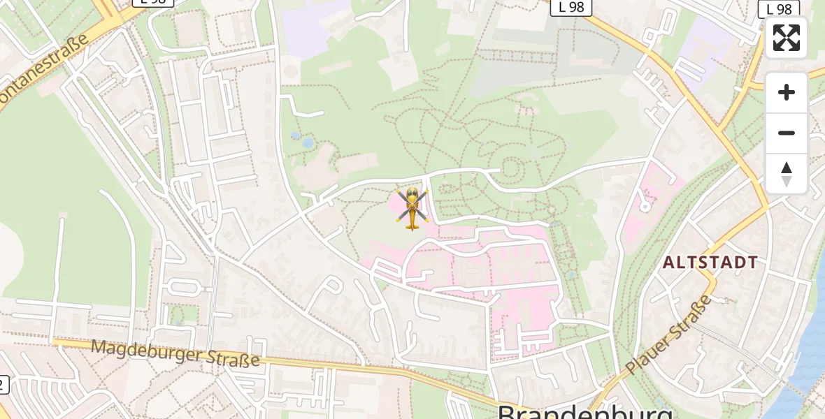 Flugroute Rettungshubschrauber Brandenburg an der Havel - Brandenburg an der Havel, 08 April 2026, 18:58
