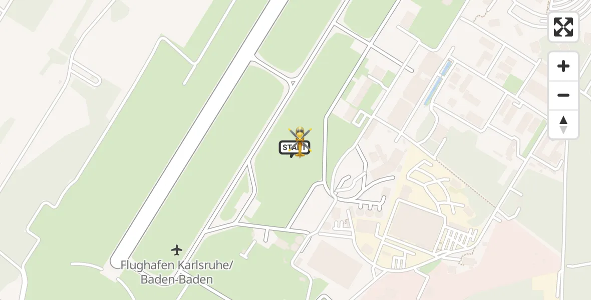Flugroute Rettungshubschrauber Karlsruhe Baden-Baden Flughafen - Karlsruhe Baden-Baden Flughafen, 08 April 2026, 19:00