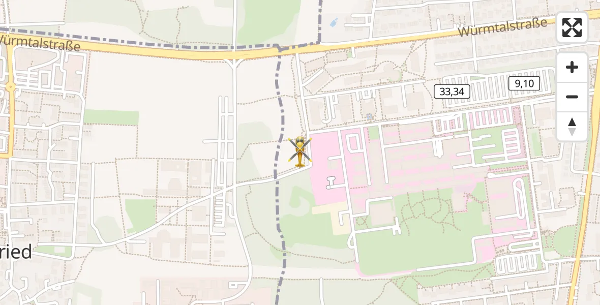 Flugroute Rettungshubschrauber DRF Air Rescue München Hubschrauberlandeplatz - DRF Air Rescue München Hubschrauberlandeplatz, 08 April 2026, 21:44