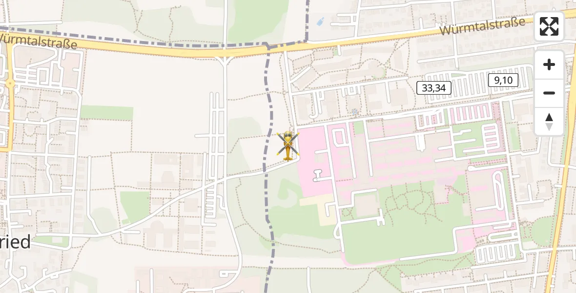 Flugroute Rettungshubschrauber DRF Air Rescue München Hubschrauberlandeplatz - DRF Air Rescue München Hubschrauberlandeplatz, 08 April 2026, 21:44