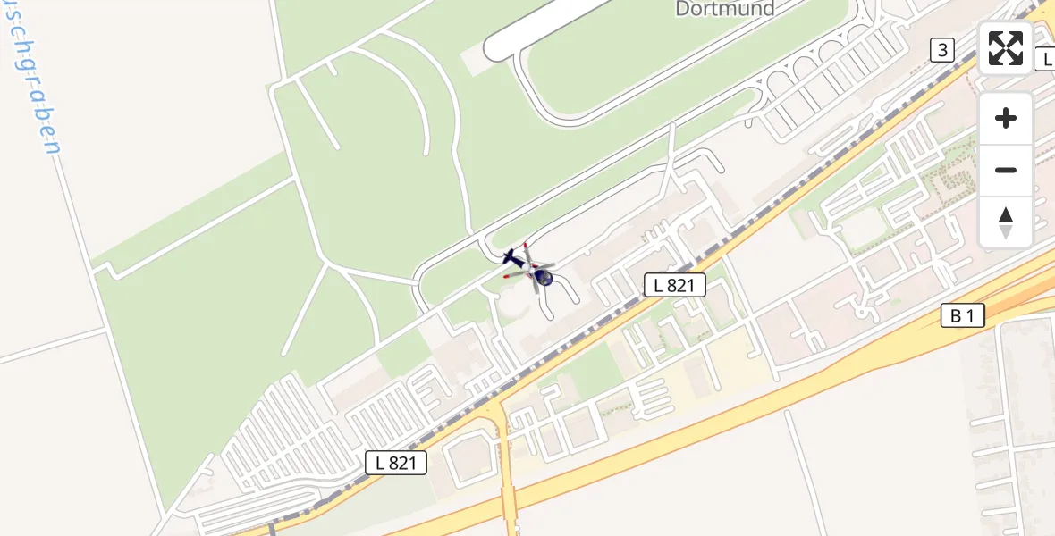 Flugroute Polizeihubschrauber Dortmund Flughafen - Dortmund Flughafen, 08 April 2026, 22:41