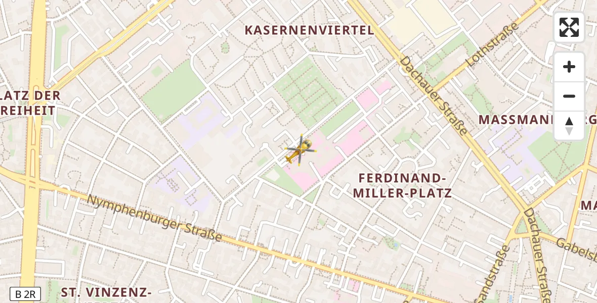 Flugroute Rettungshubschrauber Deutsches Herzzentrum München - Deutsches Herzzentrum München, 09 April 2026, 04:36