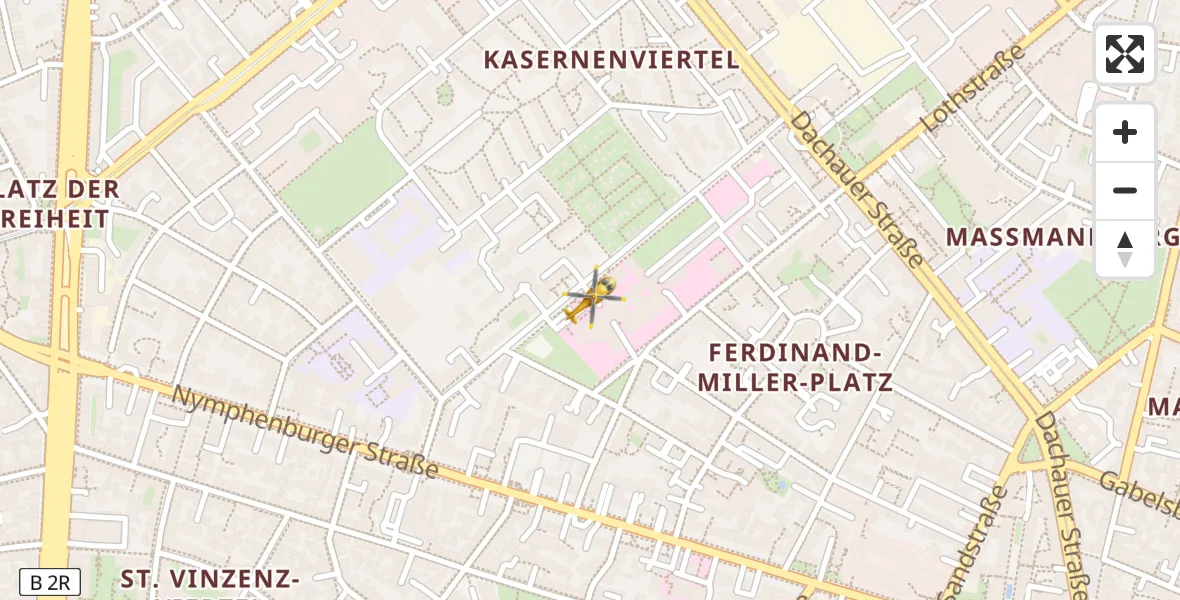 Flugroute Rettungshubschrauber Deutsches Herzzentrum München - Deutsches Herzzentrum München, 09 April 2026, 04:36