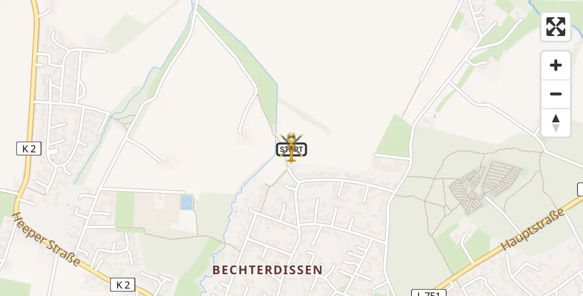Flugroute Rettungshubschrauber Leopoldshöhe - Leopoldshöhe, 09 April 2026, 05:14