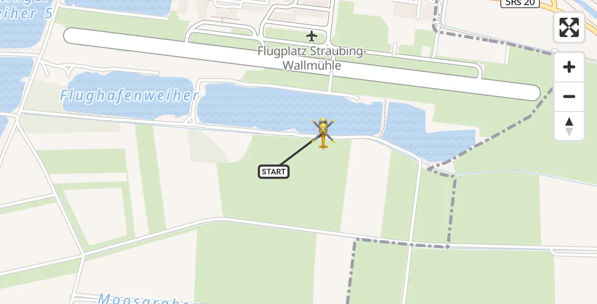 Flugroute Rettungshubschrauber Straubing Flughafen - Straubing Flughafen, 09 April 2026, 06:00