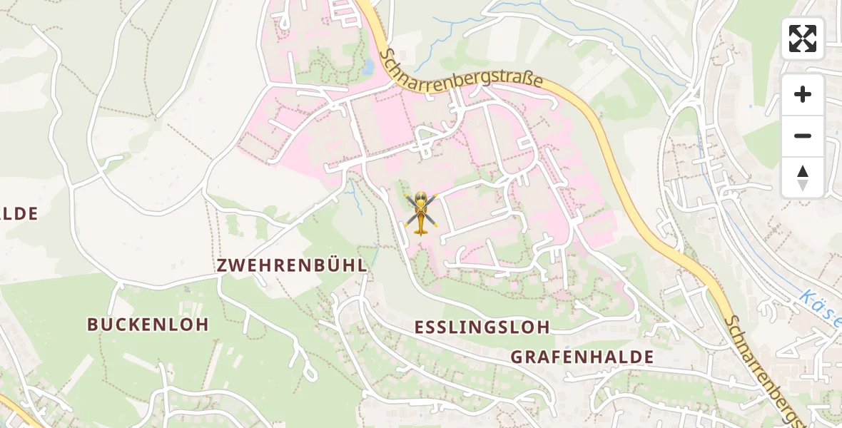 Flugroute Rettungshubschrauber Tübingen University Hospital - Tübingen University Hospital, 09 April 2026, 06:10