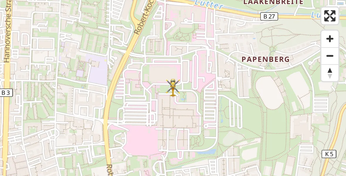 Flugroute Rettungshubschrauber Göttingen University Clinic Hubschrauberlandeplatz - Göttingen University Clinic Hubschrauberlandeplatz, 09 April 2026, 06:40