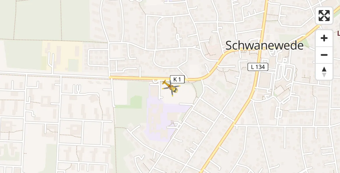 Flugroute Rettungshubschrauber Schwanewede - Schwanewede, 09 April 2026, 06:54