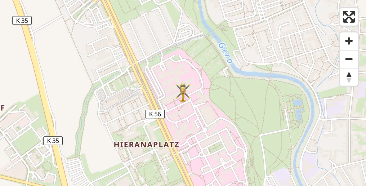 Flugroute Ambulanzhubschrauber Helios Clinic Erfurt - Helios Clinic Erfurt, 09 April 2026, 07:32