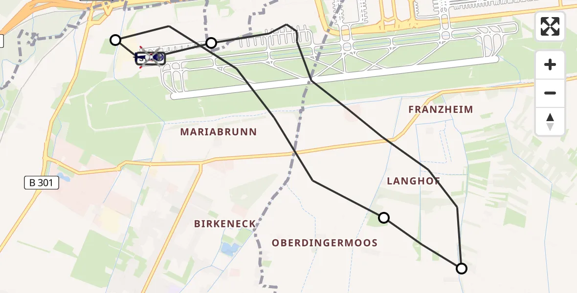 Flugroute Polizeihubschrauber Hallbergmoos - Hallbergmoos, 09 April 2026, 08:12