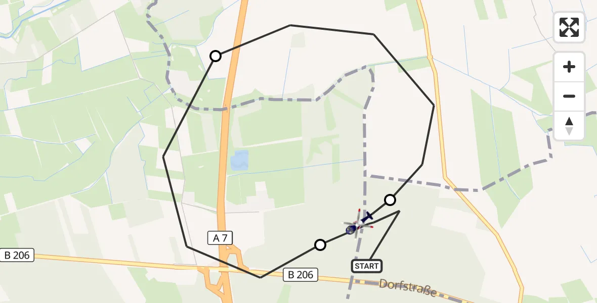 Flugroute Polizeihubschrauber Hasenmoor - Hasenmoor, 09 April 2026, 08:36
