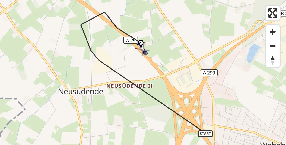Flugroute Polizeihubschrauber Rastede - Oldenburg Police Hubschrauberlandeplatz, 09 April 2026, 08:55
