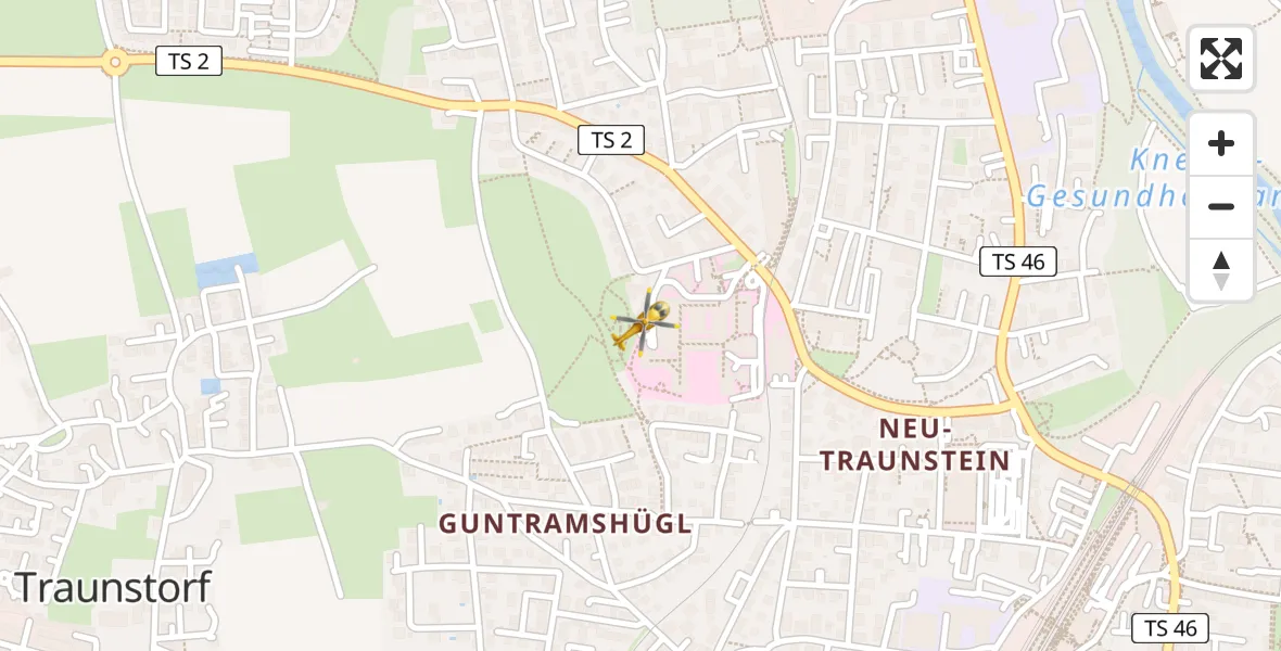 Flugroute Rettungshubschrauber Traunstein Hospital - Traunstein Hospital, 09 April 2026, 09:20