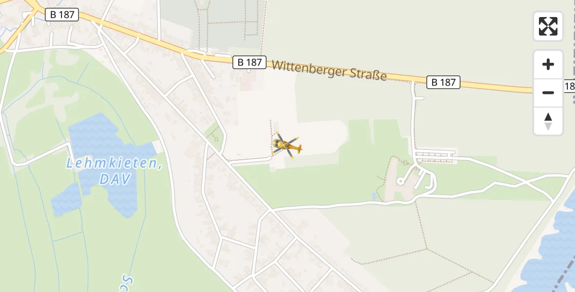 Flugroute Ambulanzhubschrauber MediClin Heart Center Coswig Hubschrauberlandeplatz - MediClin Heart Center Coswig Hubschrauberlandeplatz, 09 April 2026, 09:22