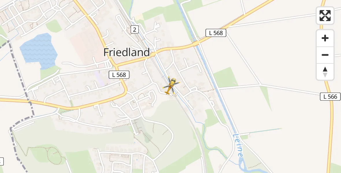 Flugroute Rettungshubschrauber Friedland - Friedland, 09 April 2026, 09:24
