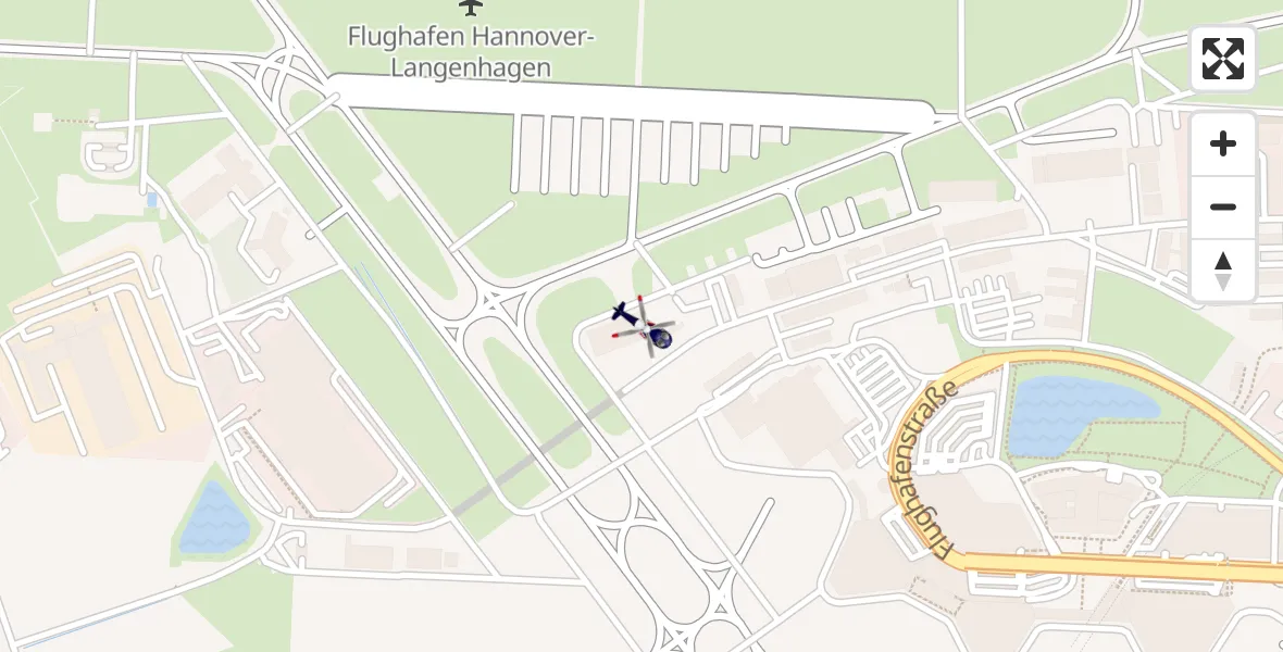 Flugroute Polizeihubschrauber Flughafen Hannover - Flughafen Hannover, 09 April 2026, 09:26
