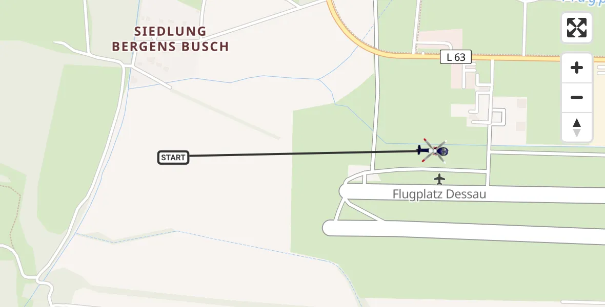 Flugroute Polizeihubschrauber Dessau-Roßlau - Dessau Flugplatz, 09 April 2026, 09:31