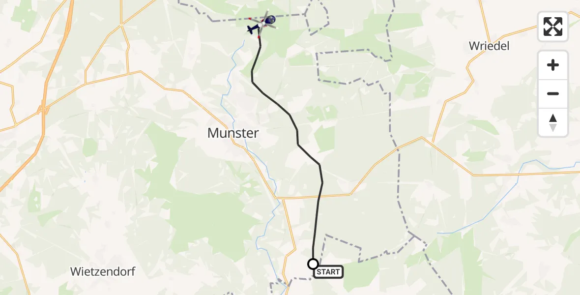 Flugroute Polizeihubschrauber Militärflugplatz Faßberg - Munster, 09 April 2026, 09:50
