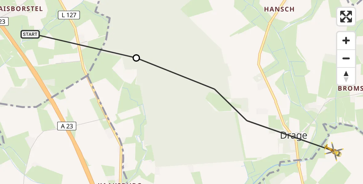 Flugroute Rettungshubschrauber Kaisborstel - Hohenaspe, 09 April 2026, 09:56