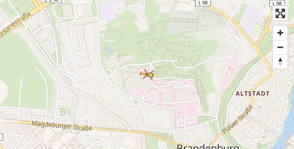 Flugroute Rettungshubschrauber Brandenburg an der Havel - Brandenburg an der Havel, 09 April 2026, 10:14