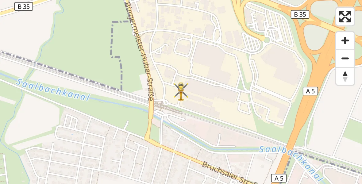 Flugroute Rettungshubschrauber Karlsdorf-Neuthard - Karlsdorf-Neuthard, 09 April 2026, 10:16